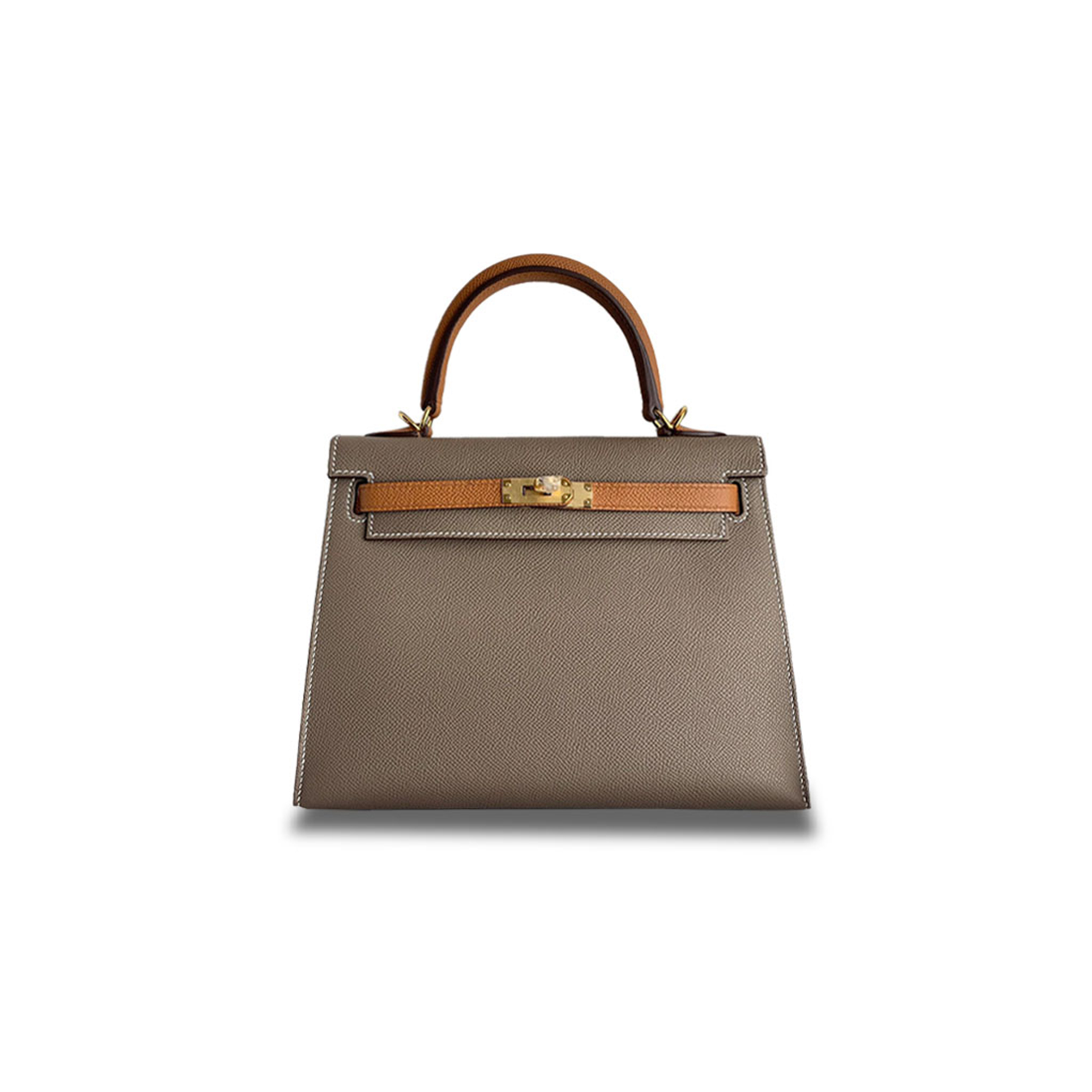 HERMÈS KELLY 25 EPSOM ELEPHANT GRAY WITH GOLDEN BROWN GOLD BUCKLE (25*17*7cm) 